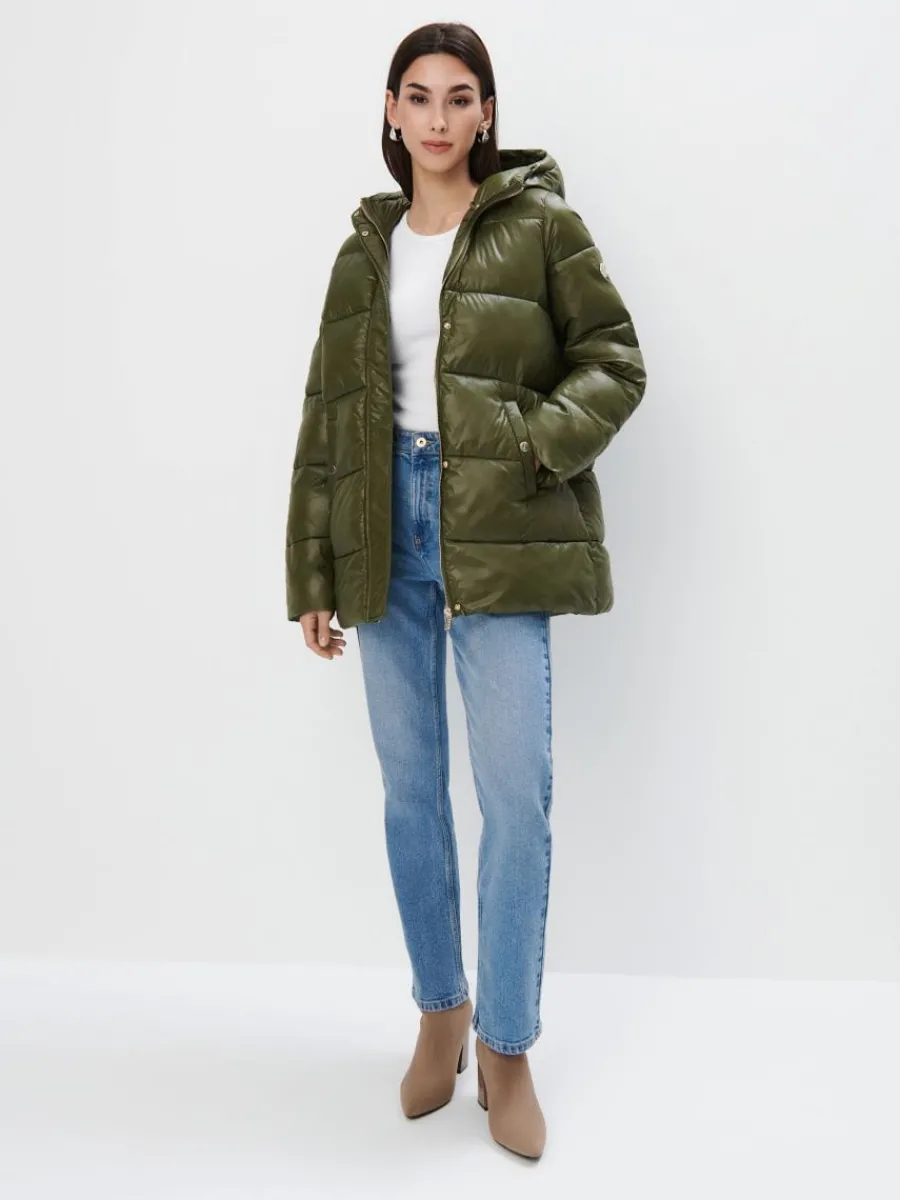 MOHITO Pikowana zielona kurtka oversize zielony Fashion