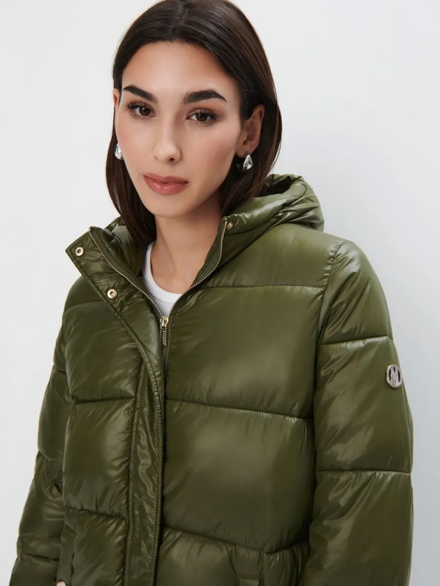 MOHITO Pikowana zielona kurtka oversize zielony Fashion