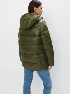 MOHITO Pikowana zielona kurtka oversize zielony Fashion
