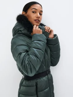 MOHITO Pikowany płaszcz zielony Fashion