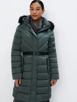 MOHITO Pikowany płaszcz zielony Fashion