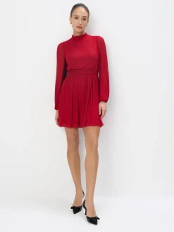 MOHITO Plisowana czerwona sukienka mini czerwony Fashion