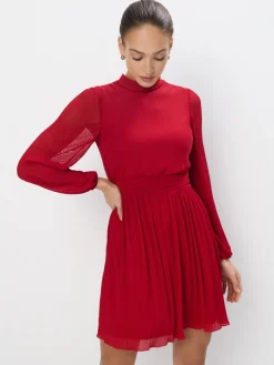 MOHITO Plisowana czerwona sukienka mini czerwony Fashion
