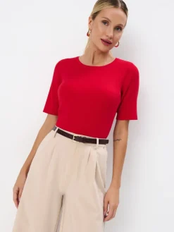 MOHITO Prążkowana czerwona bluzka czerwony Outlet