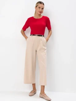 MOHITO Prążkowana czerwona bluzka czerwony Outlet