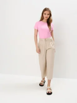 MOHITO Prążkowana różowa bluzka ru00f3u017cowy Hot