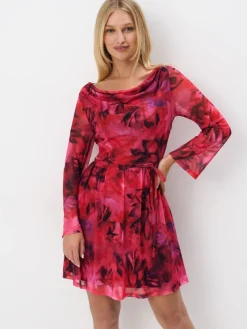 MOHITO Różowa sukienka mini w kwiaty mocny ru00f3u017cowy Online