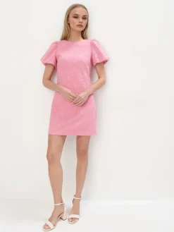MOHITO Różowa sukienka mini z bufiastymi rękawami ru00f3u017cowy Outlet