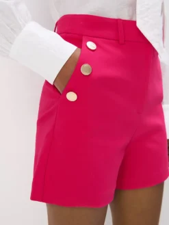 MOHITO Różowe szorty z ozdobnymi guzikami mocny ru00f3u017cowy Fashion