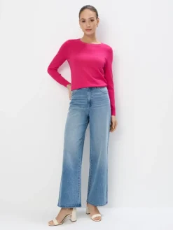MOHITO Różowy sweter z wiskozą fuksjowy Outlet