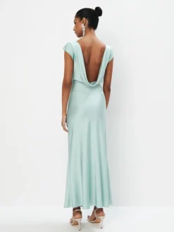 MOHITO Satynowa sukienka maxi miu0119towy Clearance