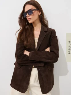 MOHITO Skórzana marynarka oversize bru0105zowy New