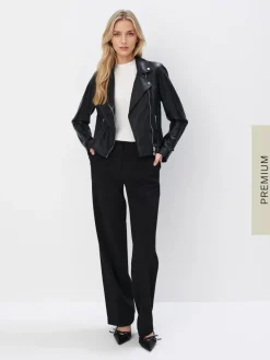 MOHITO Skórzana ramoneska czarny Fashion