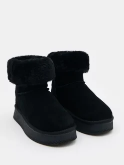 MOHITO Skórzane czarne buty śniegowce czarny Online