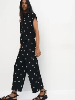 MOHITO Spodnie culotte z wiskozy i lnu czarny Discount