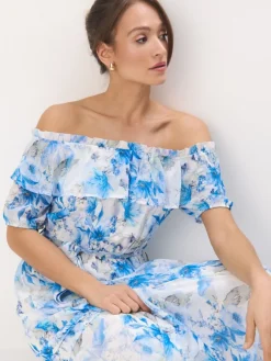MOHITO Sukienka maxi w niebieskie kwiaty bu0142u0119kitny Best