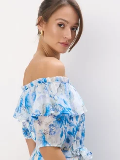 MOHITO Sukienka maxi w niebieskie kwiaty bu0142u0119kitny Best