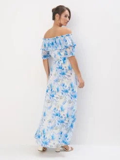 MOHITO Sukienka maxi w niebieskie kwiaty bu0142u0119kitny Best