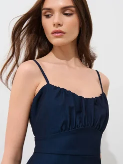 MOHITO Sukienka midi na ramiączkach granatowy Fashion