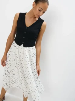 MOHITO Sukienka midi w grochy biau0142y Clearance