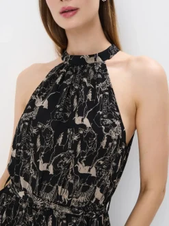 MOHITO Sukienka midi z dekoltem halter czarny New