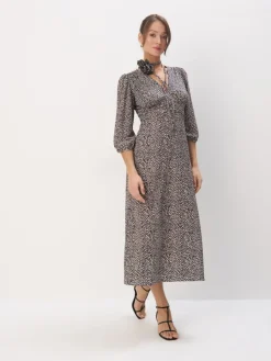 MOHITO Sukienka midi ze wzorem beu017cowy Online