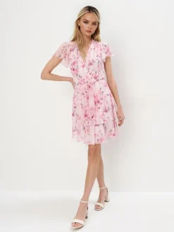 MOHITO Sukienka mini w kwiaty ru00f3u017cowy Outlet