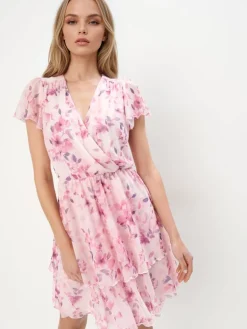 MOHITO Sukienka mini w kwiaty ru00f3u017cowy Outlet