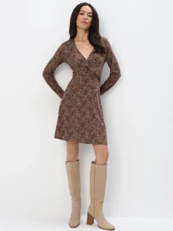 MOHITO Sukienka mini w panterkę beu017cowy New
