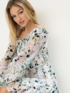 MOHITO Sukienka mini w roślinny print biau0142y Outlet