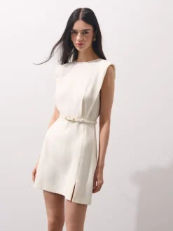 MOHITO Sukienka mini z paskiem kremowy Clearance