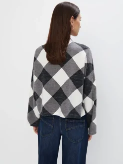 MOHITO Sweter w kratę szary Clearance