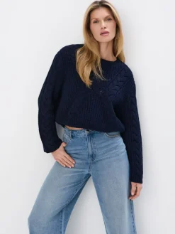 MOHITO Sweter z bawełną granatowy Clearance