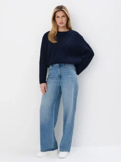 MOHITO Sweter z bawełną granatowy Clearance