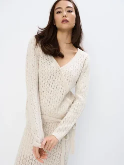 MOHITO Sweter z kopertowym dekoltem beu017cowy Sale