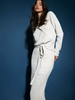 MOHITO Sweter z kopertowym dekoltem beu017cowy Sale