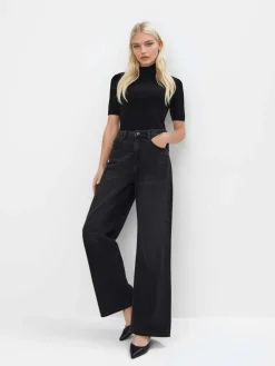 MOHITO Sweter z krótkim rękawem czarny Outlet