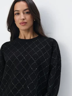 MOHITO Sweter z ozdobnymi elementami czarny Clearance