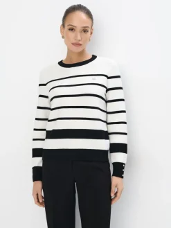 MOHITO Sweter z wiskozą w paski kremowy Sale