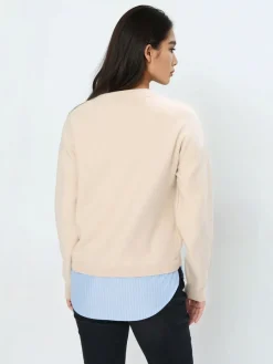 MOHITO Sweter ze wstawką koszulową beu017cowy Sale