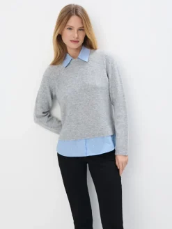 MOHITO Sweter ze wstawką koszulową szary Outlet