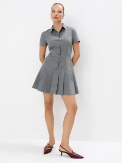 MOHITO Szara sukienka mini w paski szary New