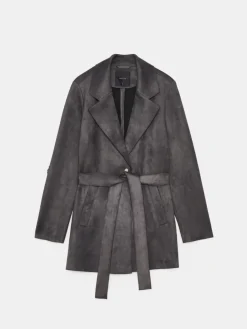 MOHITO płaszcz z wiązaniem szary Fashion