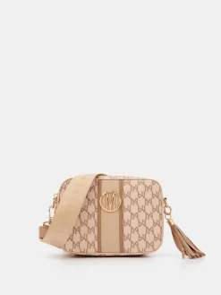 MOHITO Torebka typu crossbody w logo beu017cowy New