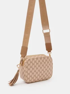 MOHITO Torebka typu crossbody w logo beu017cowy New