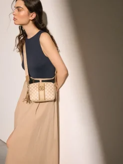 MOHITO Torebka typu crossbody w logo beu017cowy Clearance