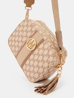 MOHITO Torebka typu crossbody w logo beu017cowy Clearance