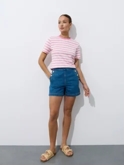 MOHITO T-shirt z merceryzowanej bawełny pastelowy ru00f3u017cowy Discount