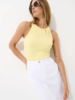 MOHITO Żółty top z dodatkiem modalu u017cu00f3u0142ty Sale