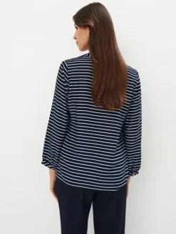 MOHITO Wiskozowa bluzka w paski granatowy Discount